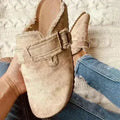 Sabots Vintage Femme Talon Plat Bout Rond Toile Mocassins