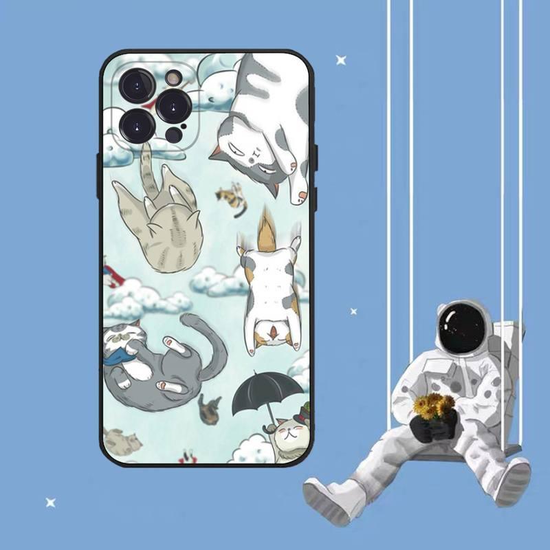 Coque de Téléphone Chat Mignon Art Pour Iphone 8 7 6 6s Plus X Se 2020 Xr Xs 14 11 12 13 Mini Pro Max Coque de Téléphone Portable Housse de Protection Souple Transparente Compatible Pour Iphone