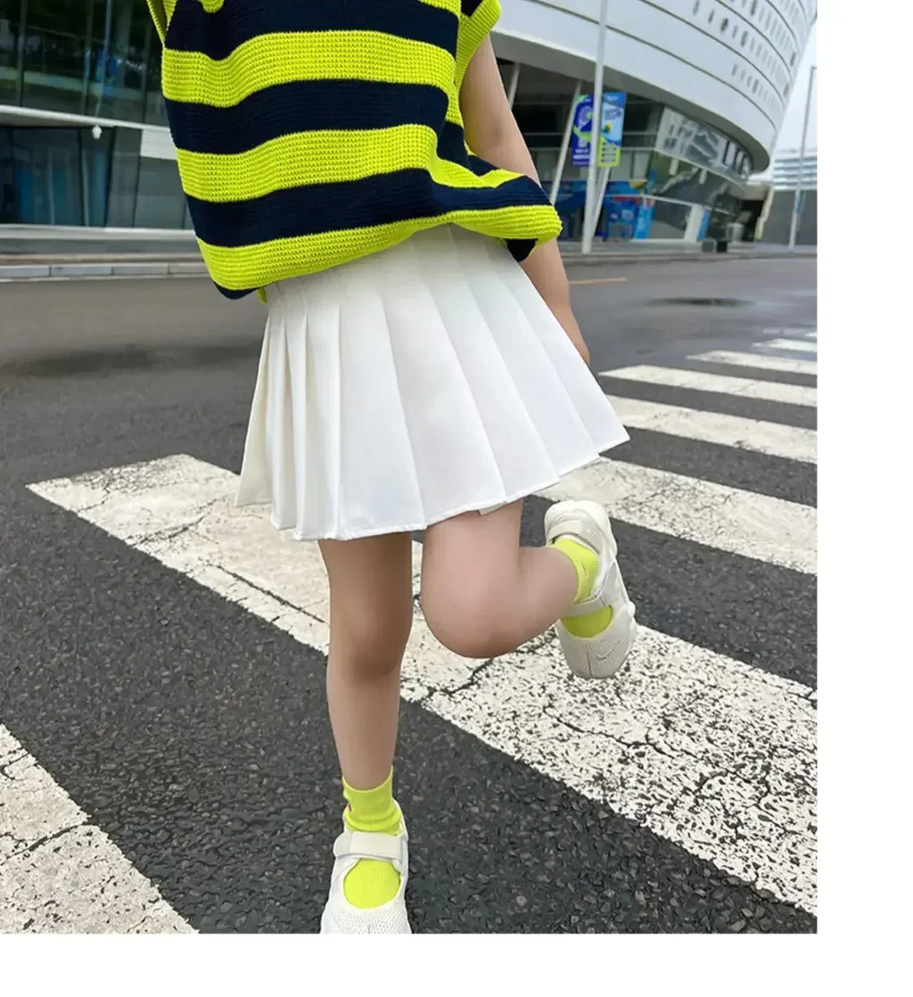 1 jupe plissée printemps-été pour filles, jupe trapèze élastique pour étudiantes, jupes JK style collège pour enfants, jupes courtes mode pour enfants