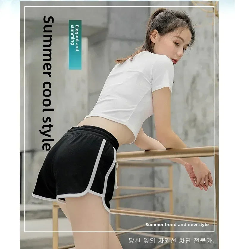 Shorts décontractés rayés pour femmes Coréen Harajuku Ample Assortis Shorts de sport Été Mode Simple Yoga Shorts mini fins Femme