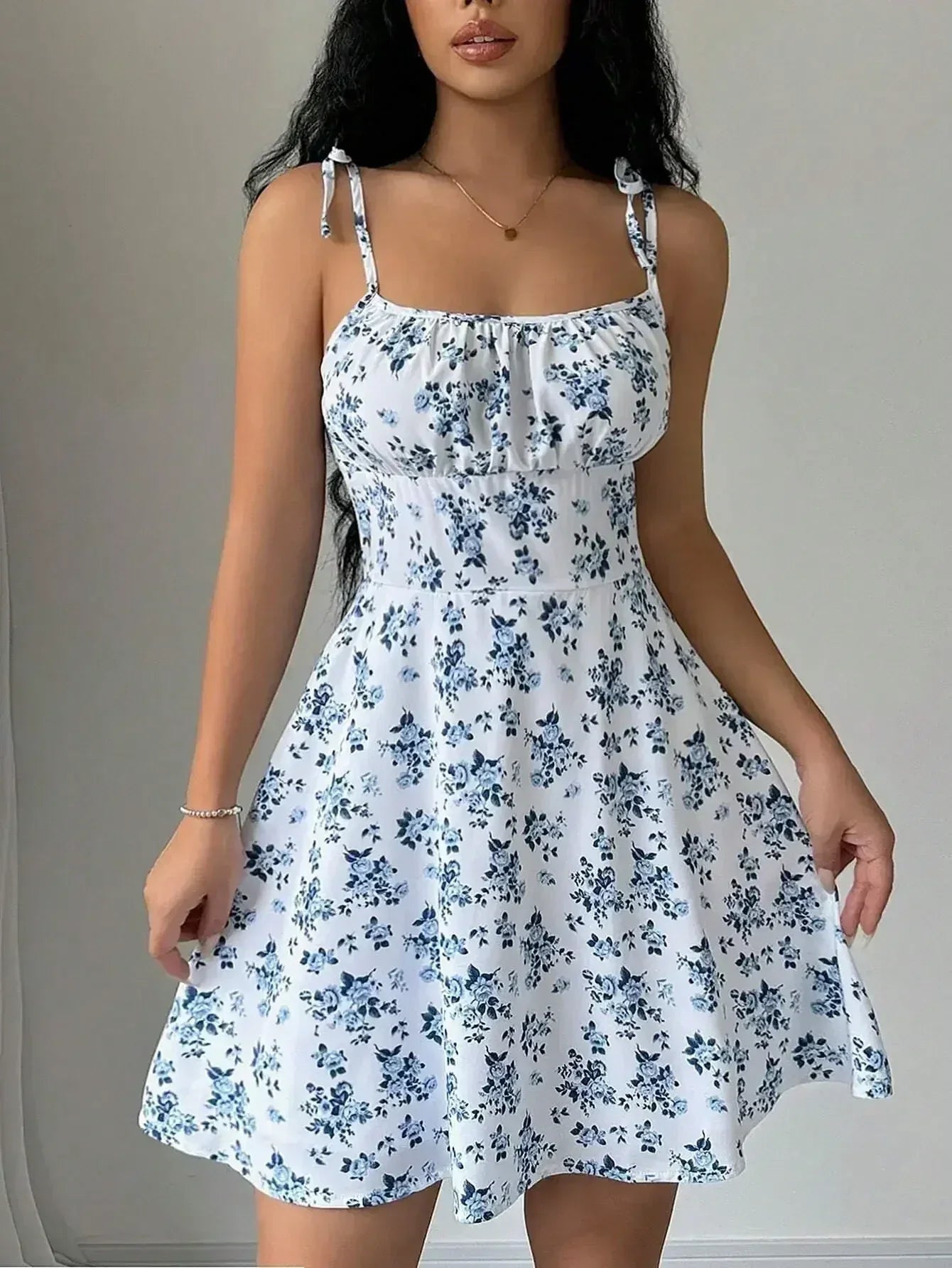 Robe Courte d'Été Fleurie à Bretelles Fines pour Femme,Robes Femme,Vêtements Femme,Robe Longue,Nouvelle Robe 2025