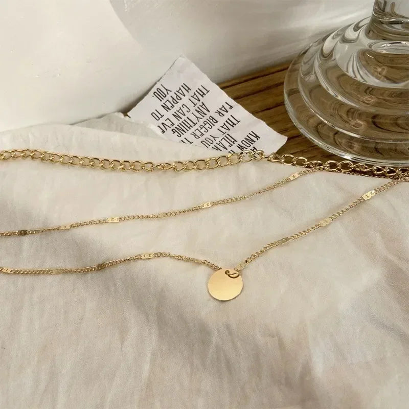 Collier pendentif multicouche sur chaîne pour femme, en cristal, zircon, cœur, étoile, breloque, superposition, bijoux de cou vintage, tendance
