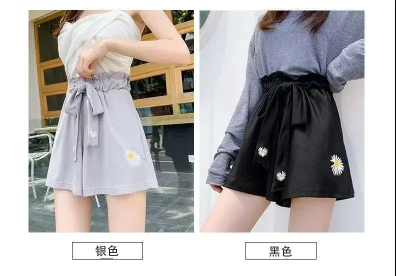 Short décontracté ample à taille haute pour femme, en tissu léger et noir, idéal pour l'été