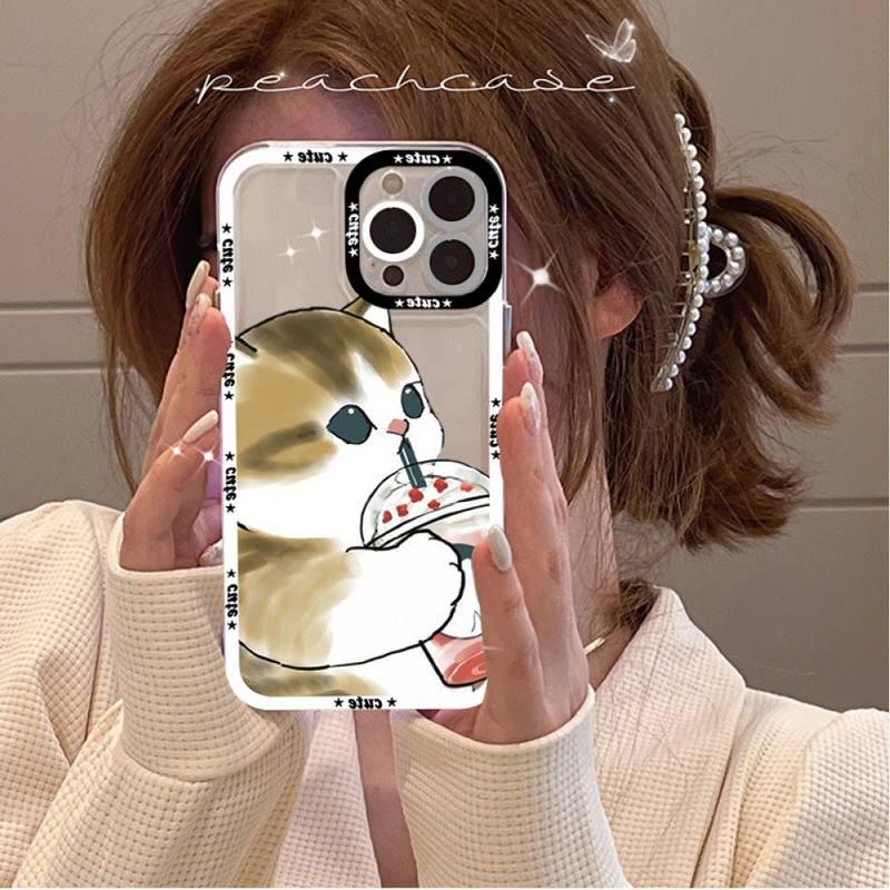 Coque de téléphone mignonne de chat pour iPhone 11 12 13 Mini Pro Max 14 Pro Max Étui coque de téléphone imprimable vierge en caoutchouc souple poli et cool