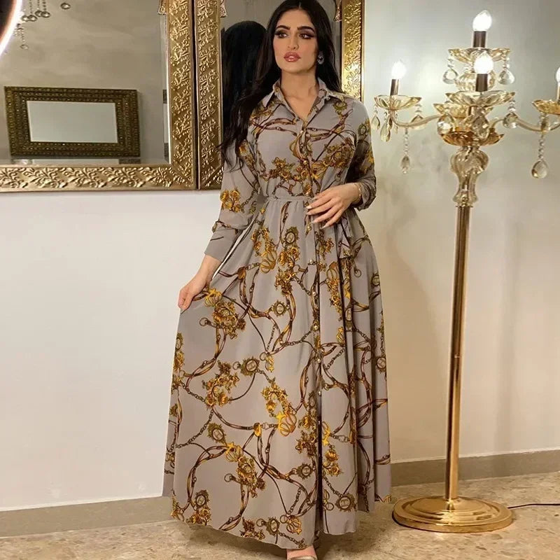 Vêtements féminins automne et hiver Nouvelle robe élégante, sexy, à la mode, imprimé numérique et décontractée.