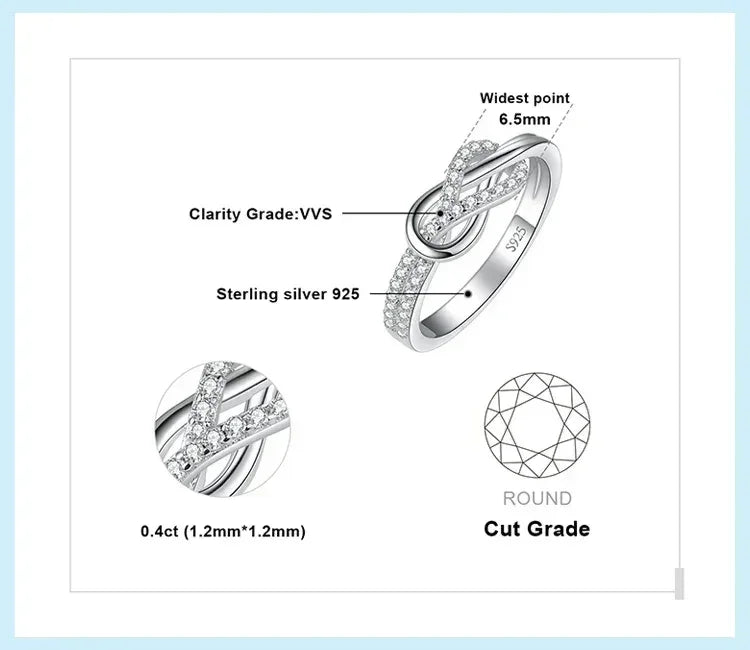 JewelryPalace Nouvelle Arrivée Bague Statement Nœud Infini Gemme Argent Sterling 925 pour Femme Bijoux Classiques et Tendance