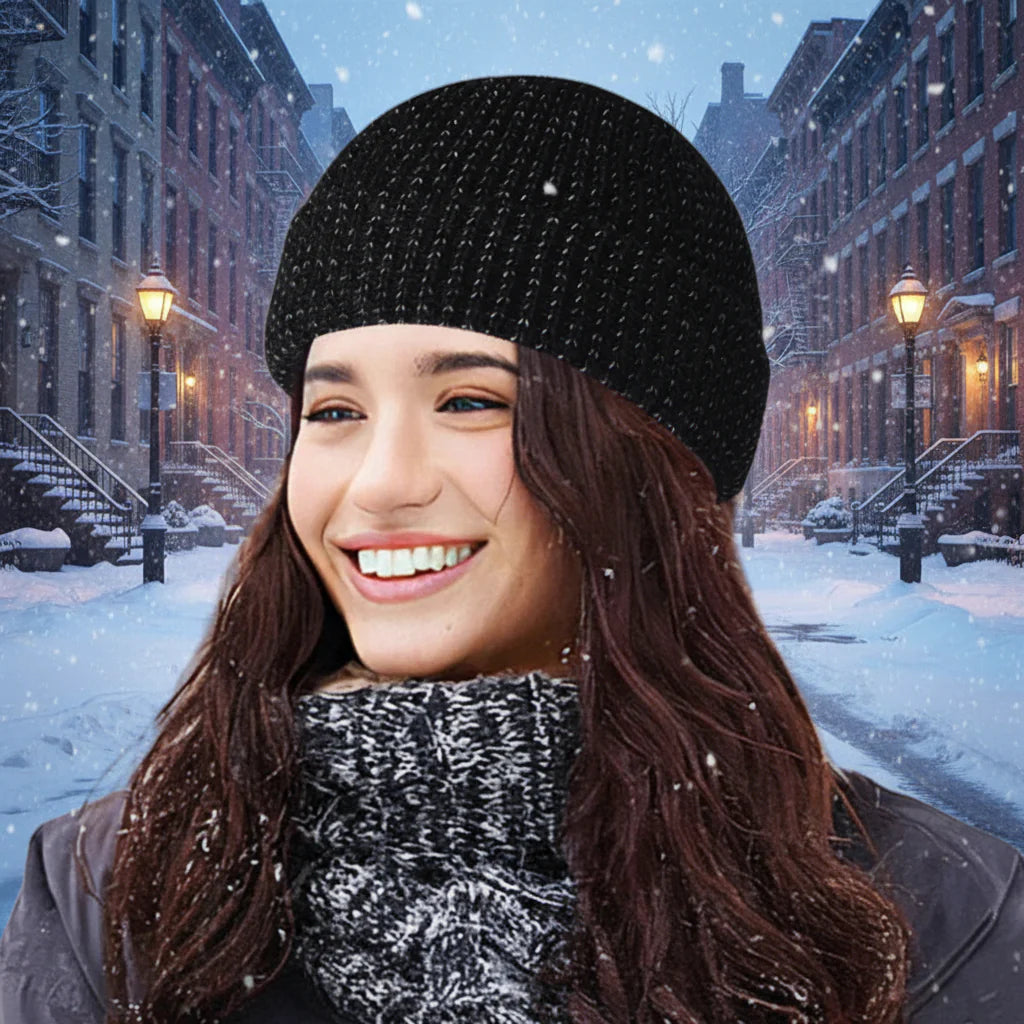 Bonnet d'hiver unisexe réfléchissant – Chapeau tricoté noctilucent haute visibilité