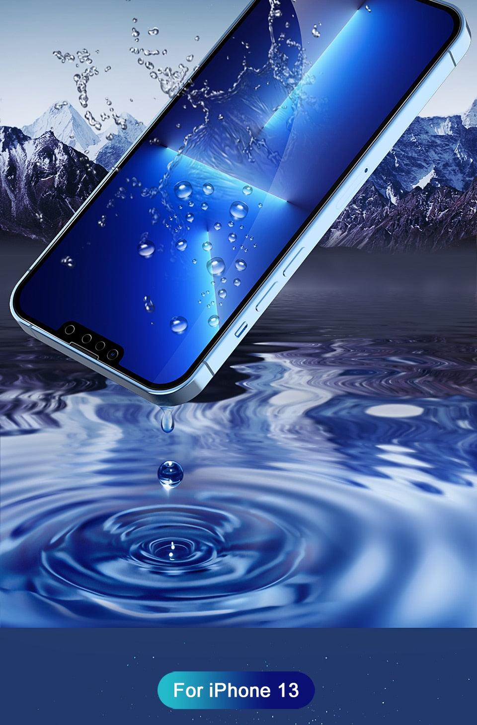 Film de protection intégral pour iPhone 13 12 11 14 Pro MAX Mini, protecteur d'écran XS Max XR X 7 8 6S Plus SE 2020, accessoires de téléphone, protecteur d'écran en verre trempé ultra renforcé