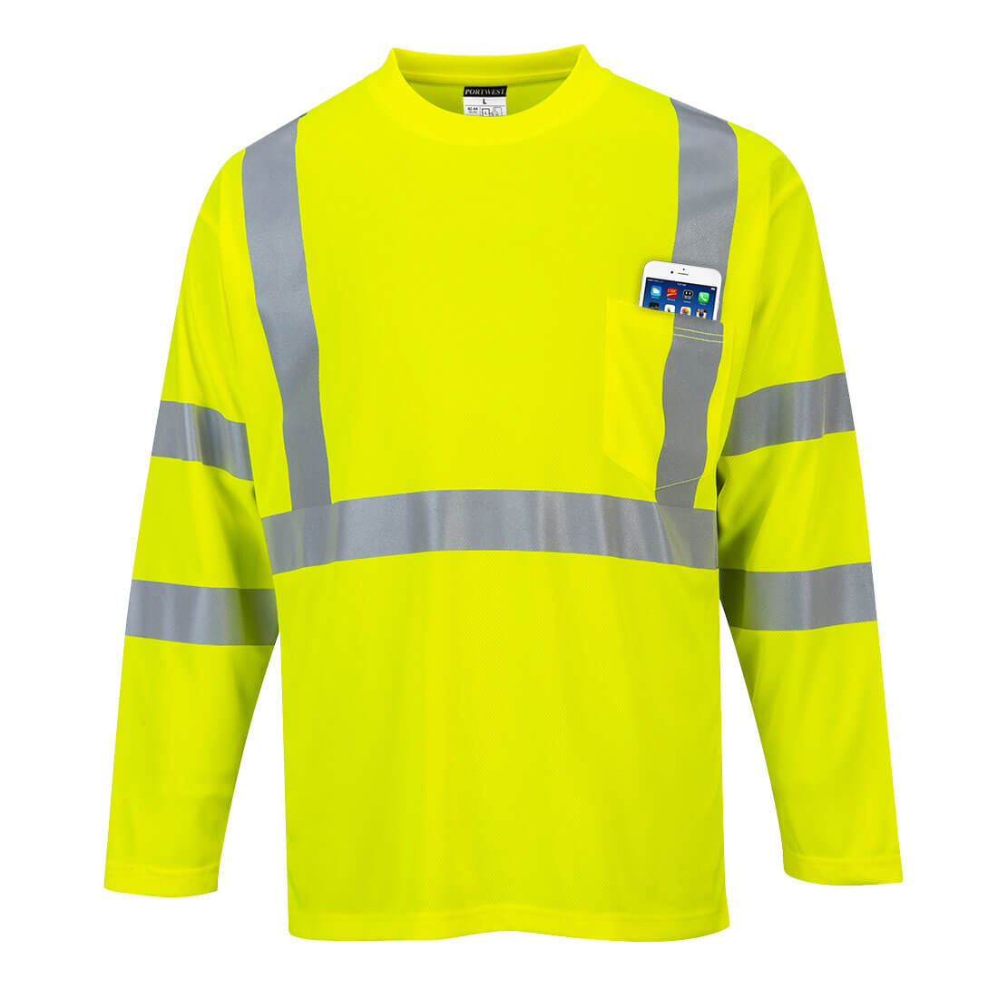 T-shirt haute visibilité réfléchissant à manches longues avec poche