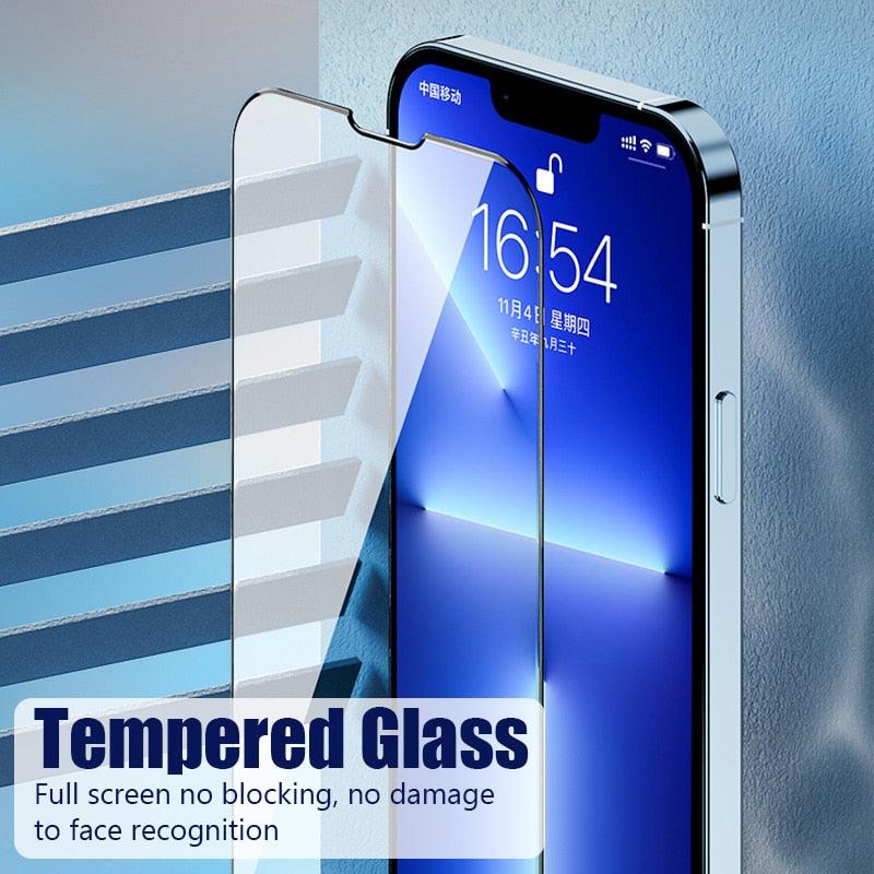 4 Films Protecteur d'écran pour iPhone 14 13 12 11 Pro Max Mini Verre Trempé pour iPhone 7 8 6 6S Plus X XR Xs Max SE 2020 Verre Monobloc Avant Anti-rayures en Verre Trempé