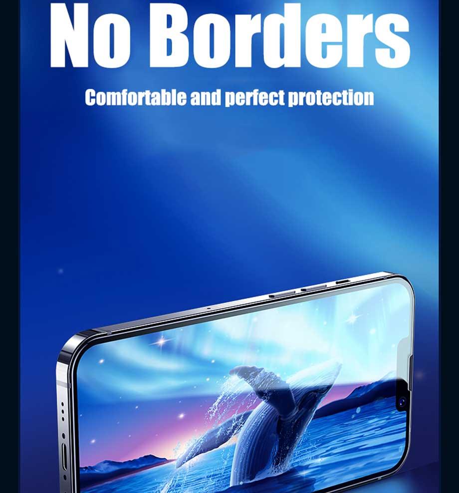 Verre trempé de protection d'écran à couverture complète 4 pièces pour iPhone 11 12 13 14 Pro Max, protecteur d'écran pour iPhone 6 7 8 Plus X Xr Xs Max, Film en verre trempé de protection bord à bord, compatible avec les coques.