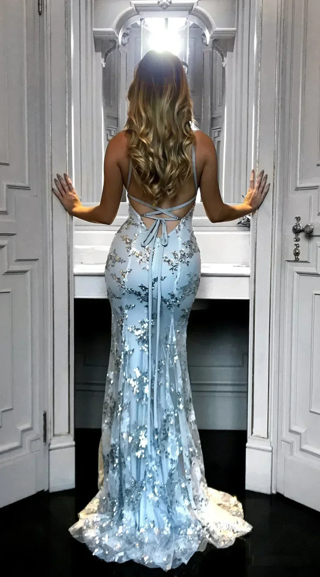 Robes pour femmes sans manches, col en V, pull, paillettes, robe de soirée, Vestidos, formelle, longueur ras du sol, sexy, cache-cœur, dos nu, slim