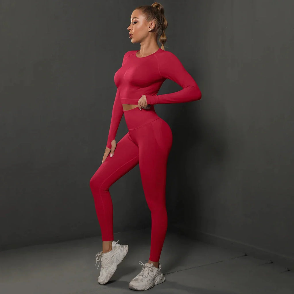 Haut de yoga sans couture à manches longues pour femme