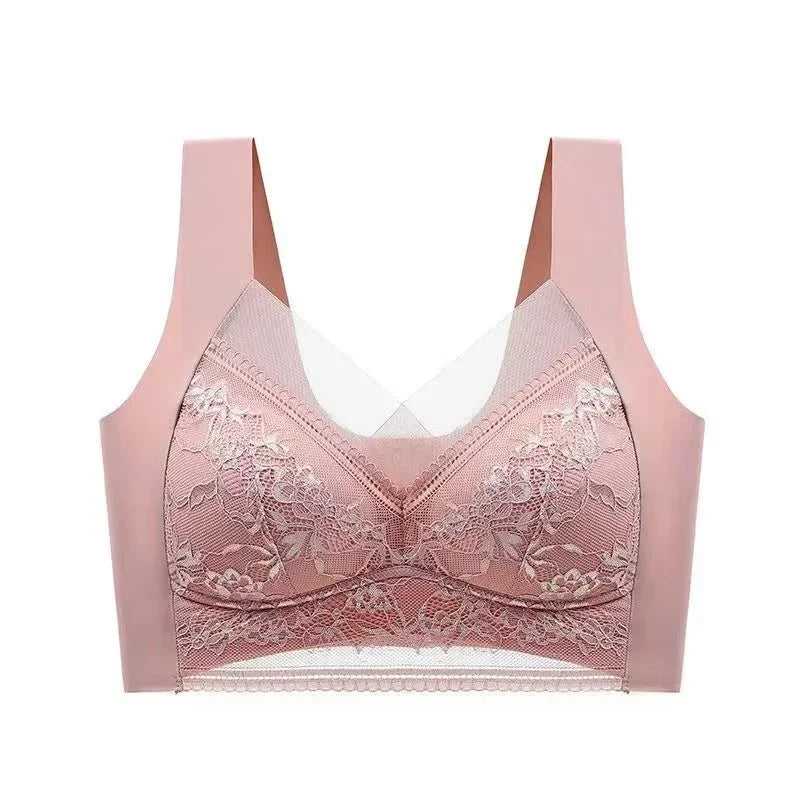 Soutien-gorge Grande Taille Femme L-5XL, Push-Up, Soie Glacée Sans Couture, Bralette Dentelle Sans Armature, Soutien-Gorge d'Été Grande Taille, Lingerie, Sous-vêtement 15019