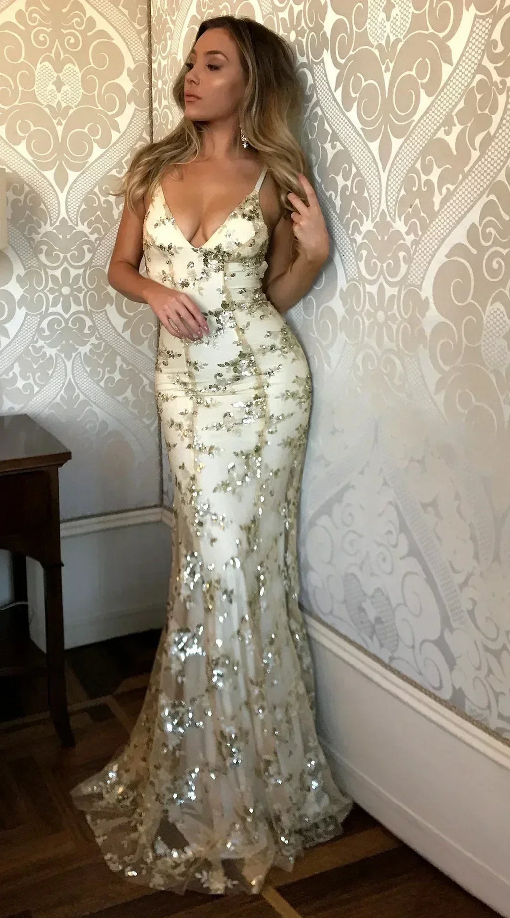 Robes pour femmes sans manches, col en V, pull, paillettes, robe de soirée, Vestidos, formelle, longueur ras du sol, sexy, cache-cœur, dos nu, slim