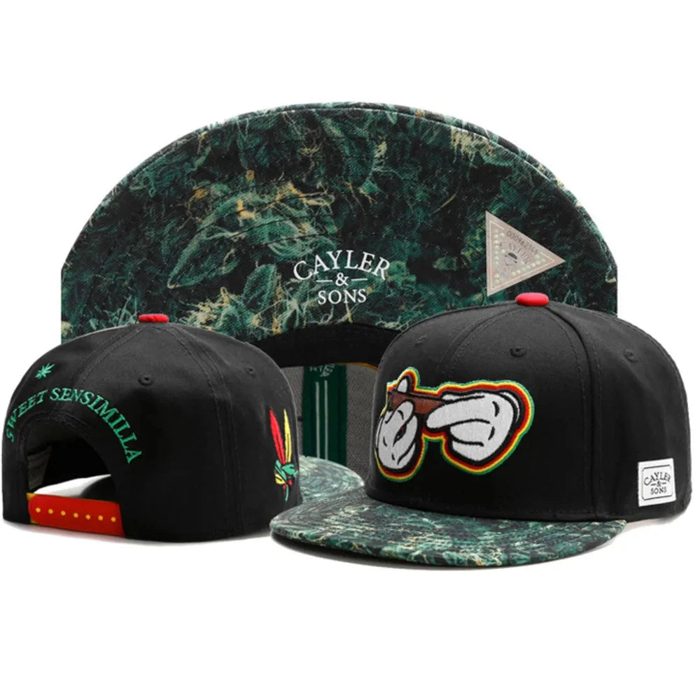 Casquette Snapback Crâne et Main – Casquette de baseball réglable à visière plate