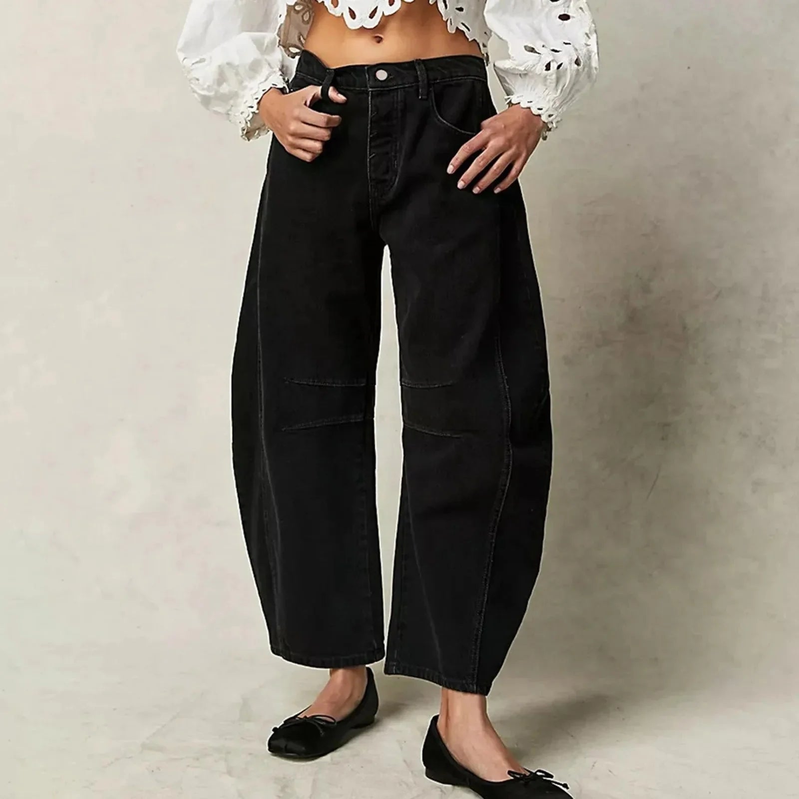 Jean Large Taille Mi-Haute Y2K Femme – Style Streetwear Années 90
