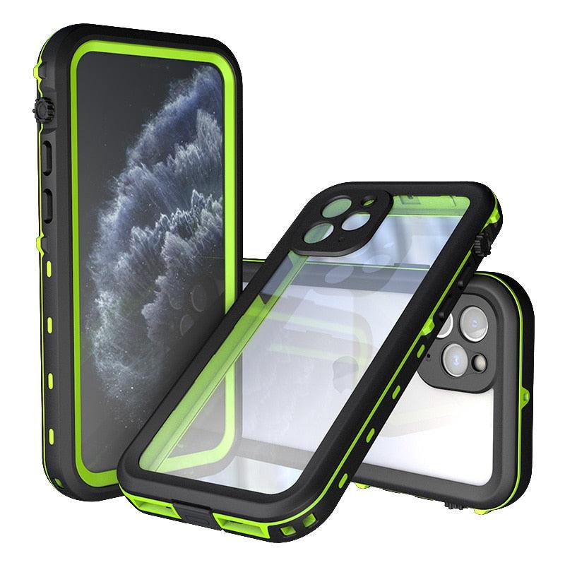 Coque étanche pour iPhone 14 13 12 11 Pro Max 14Plus 12Pro Coque durable étanche Sport 360 Protection iPhone12 Mini Coque étanche pour iPhone résistante aux chutes Arrière transparent