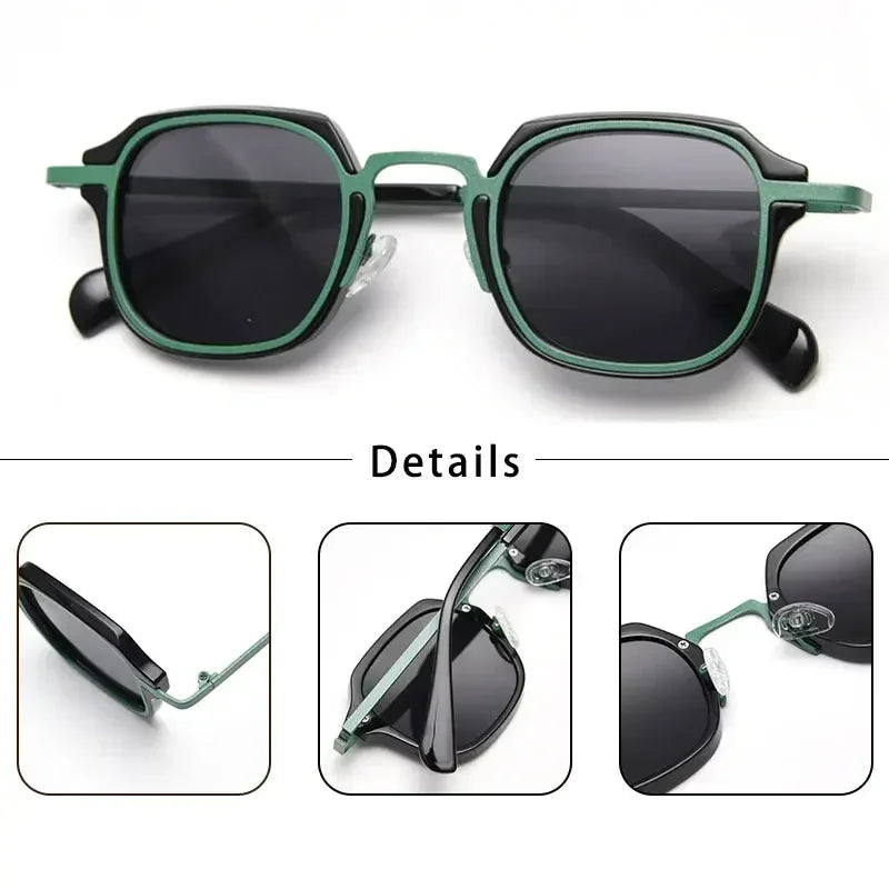 Caterside Lunettes de soleil polarisées rétro Punk pour hommes, monture métallique, verres carrés, mode, pour femmes, voyage en extérieur, conduite, protection UV400