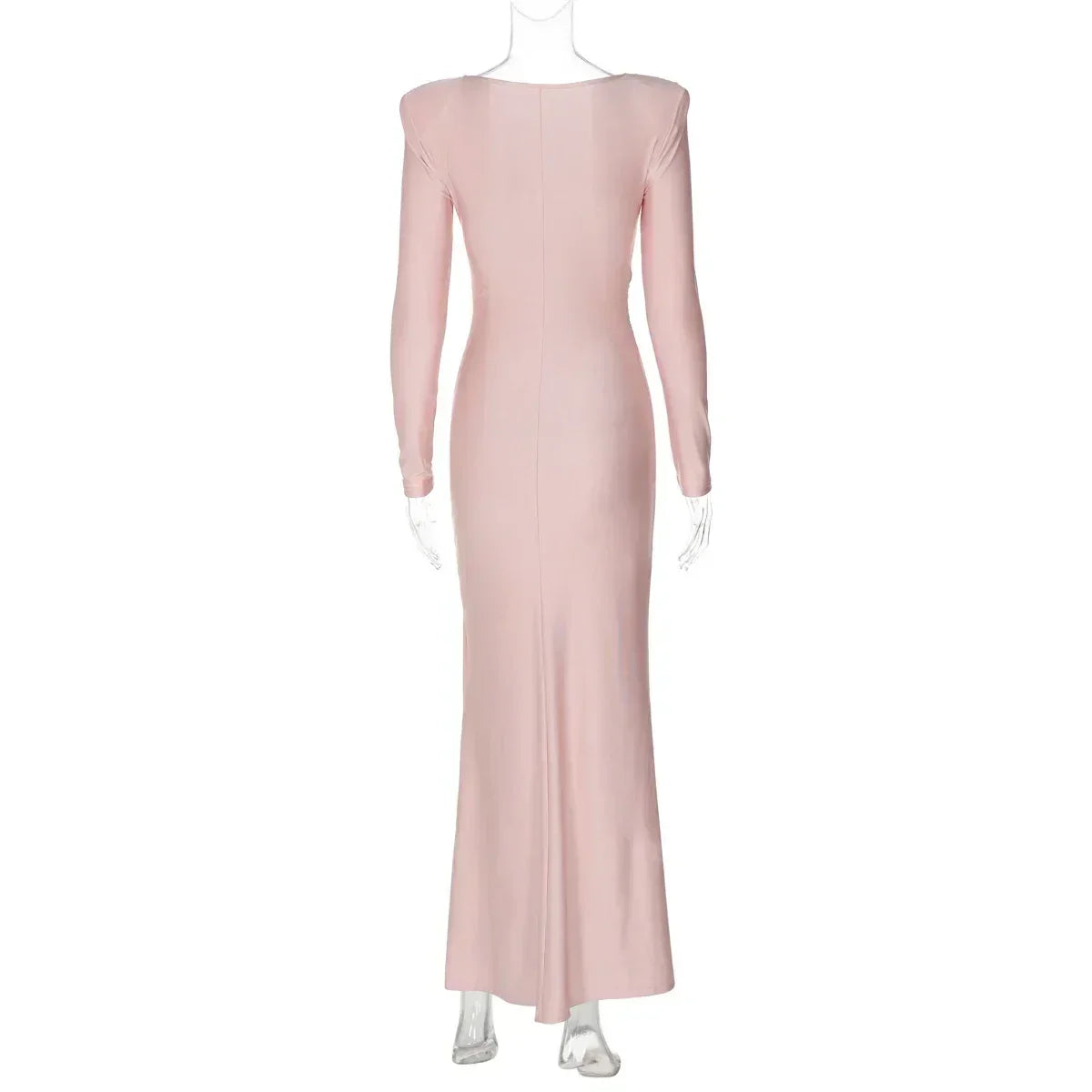 Robe longue Dulzura à manches longues et épaulettes, froncée, unie, élégante, pour bal de promo ou soirée, tenue d'automne et d'hiver pour femme