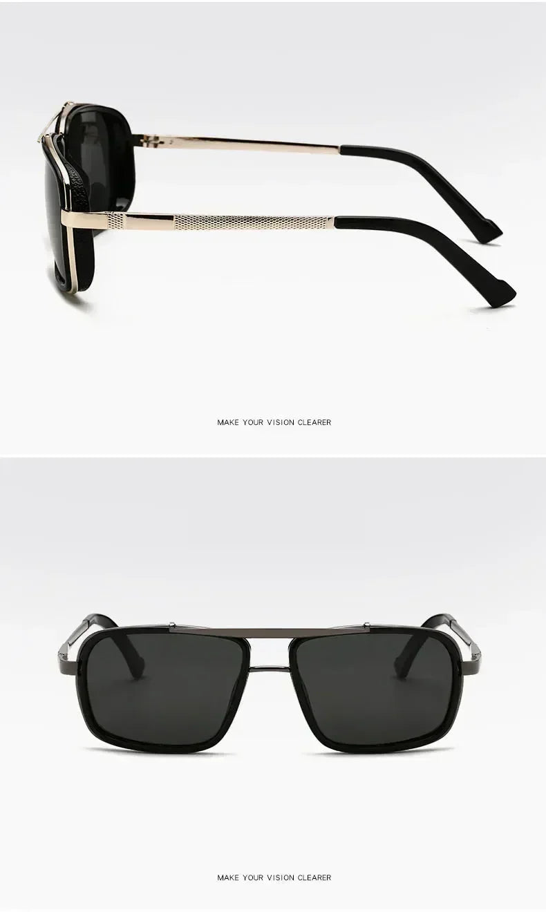 Nouvelles lunettes de soleil Punk Nouvelles lunettes de soleil aviateur carrées UV400 à double faisceau pour hommes
