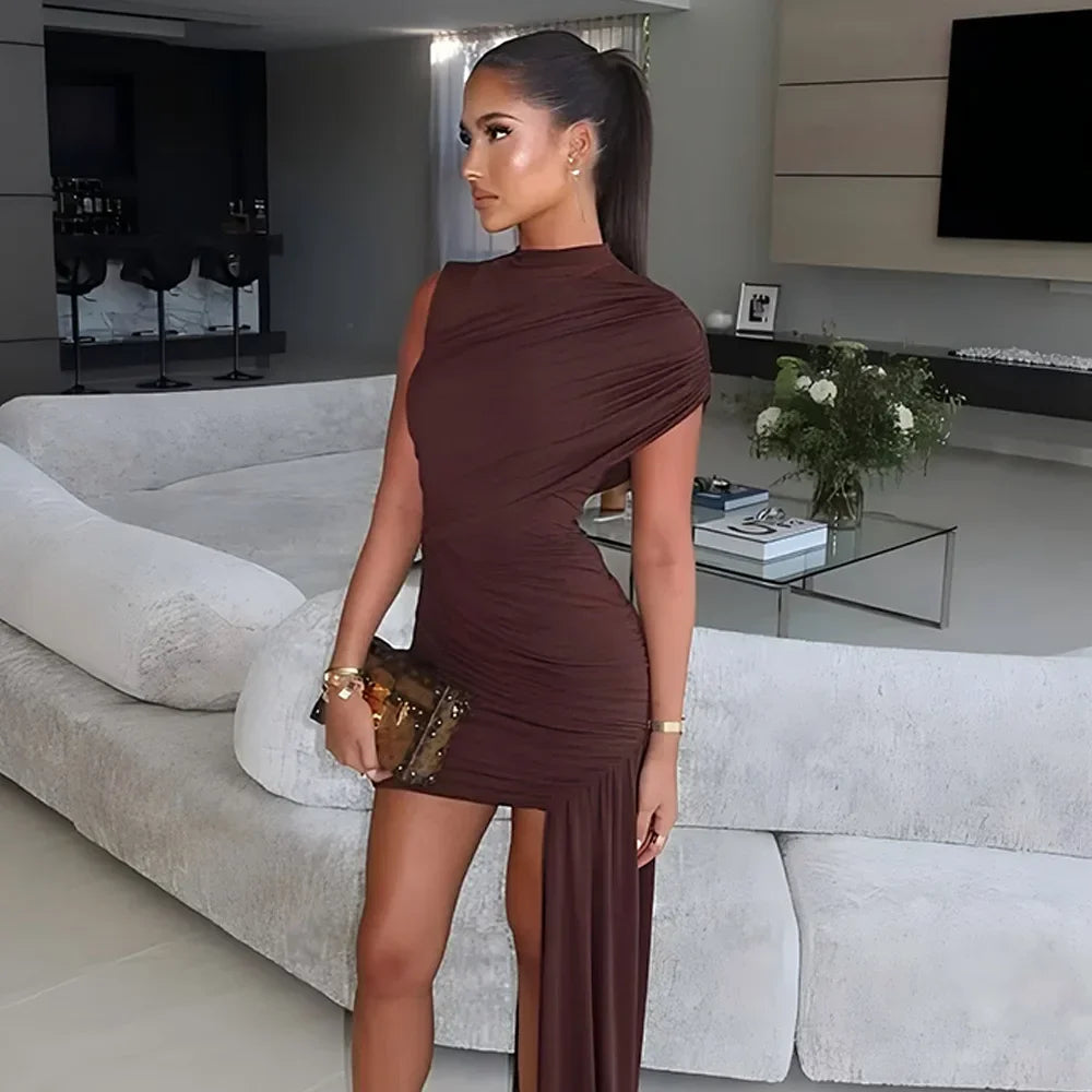 Robe Courte Plissée Irrégulière | Robe de Soirée à Franges - Femstylo