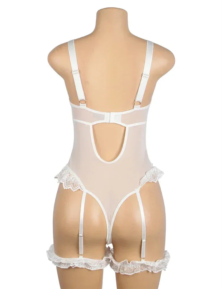 Comeondear Jarretelles Femme Teddy Justaucorps Sexy Grande Taille Barboteuses Lingerie Soutien-gorge à armatures Porte-jarretelles en dentelle Bodys Combinaison Slim Pyjama