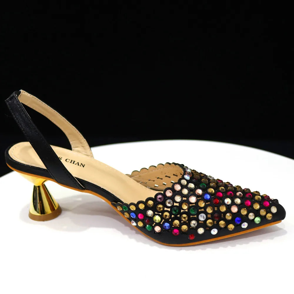 Nouvel ensemble chaussures et sac motif diamant