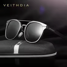 Lunettes de soleil de luxe élégantes en aluminium et magnésium, style rétro steampunk, rondes, polarisées, pour femmes et hommes, avec protection UV400