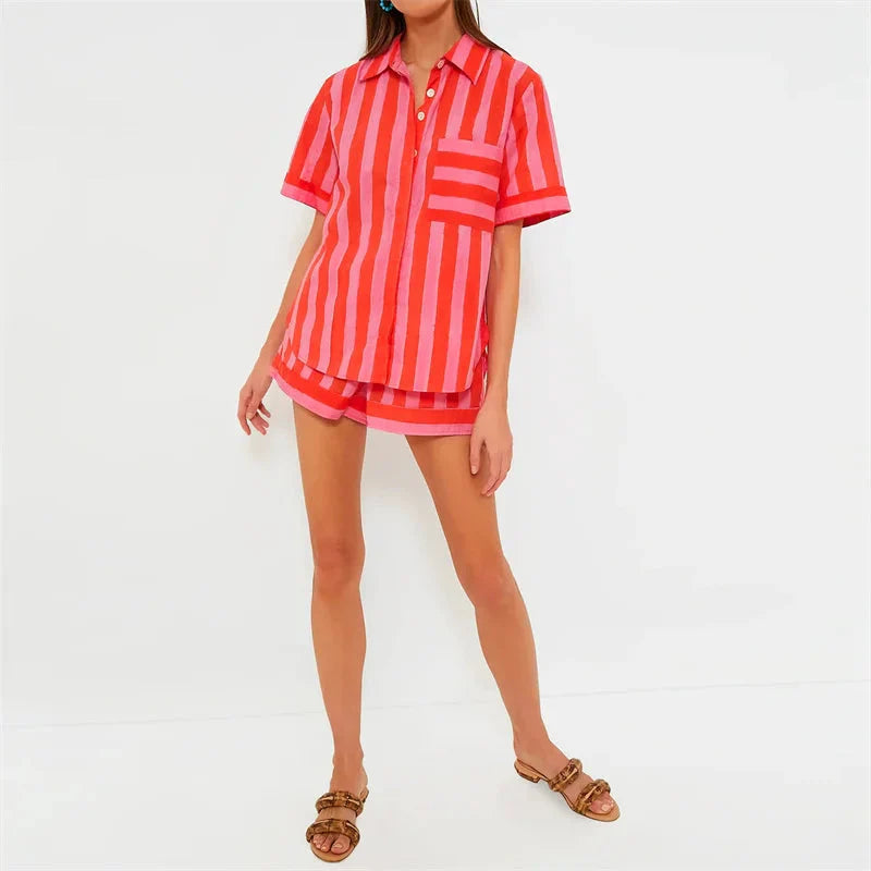 🌞 Ensemble d'été rayé 2 pièces Lamuusaa – Le retour du streetwear des années 2000