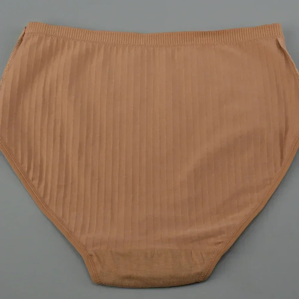 Culottes en coton taille haute douces pour femmes, sous-vêtements respirants, grande taille, slip féminin, lingerie, culotte rayée