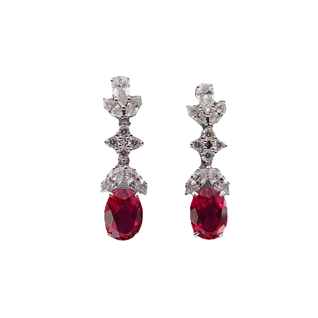 Boucles d'oreilles pendantes marquises et ovales pavées pour femme 1,5 carat Moissanite Platine PT950 - Fabriquées en PT950, forme double, marquise + ovale