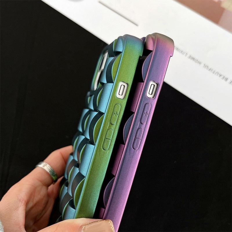 Coque de Téléphone Moderne Violet Vert pour iPhone 13 14 Pro Max 11 12 Mini XS XR X 7 8 14 Plus Housse Souple Antichoc Bumper Mignon Design 3D Silicone Souple Antichoc Bumper Rehaussé Étui pour iPhone
