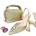 Ensemble chaussures et sac pour femmes avec cristaux brillants EDL435