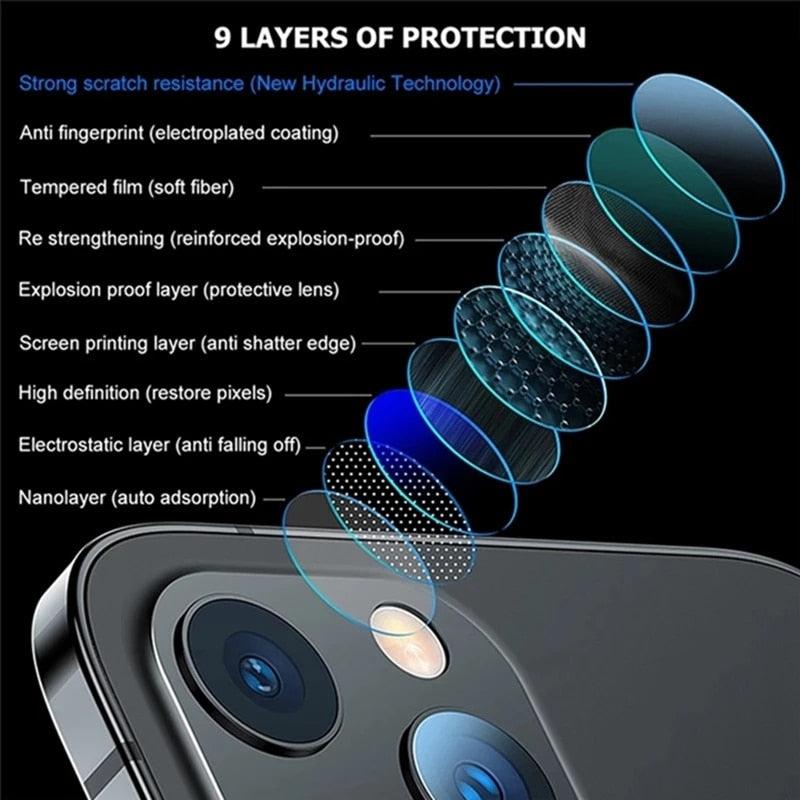 2 Films de Protection en Verre pour Objectif d'Appareil Photo pour iPhone 13 12 14 Pro Max Film Protecteur d'Écran pour iPhone 13 12 Mini 14 Pro Max Verre d'Objectif Mini Protecteur d'Objectif d'Appareil Photo