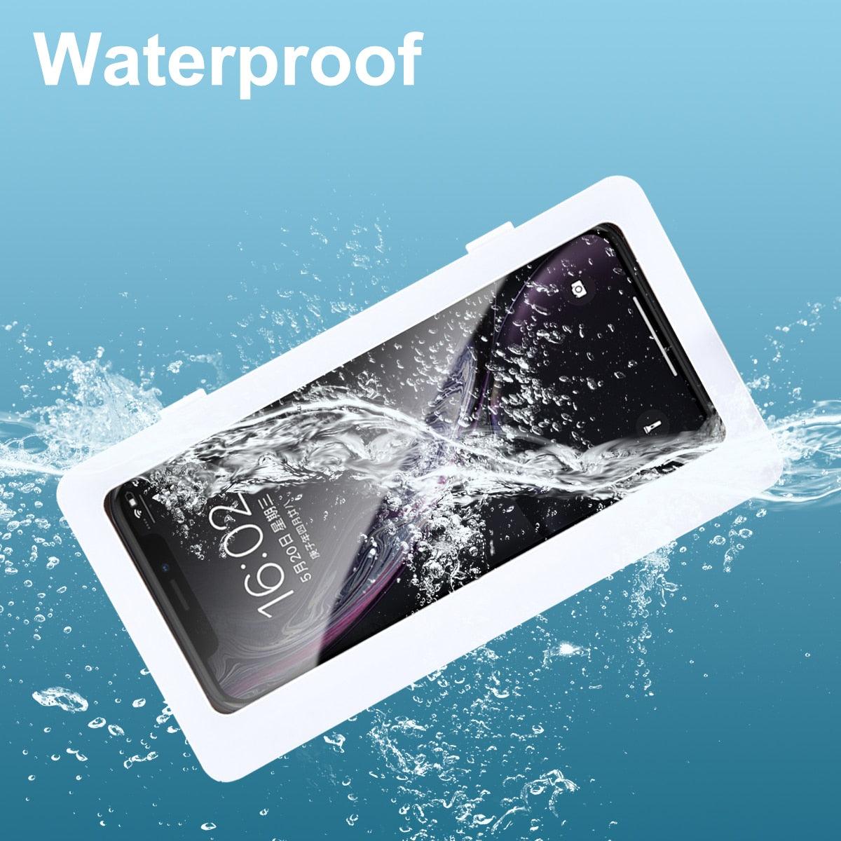 Support de téléphone blanc Étui de téléphone étanche Support de téléphone de douche de salle de bain Boîte de support mural de douche Support de boîtier étanche antichoc intégral Étui de protection transparent