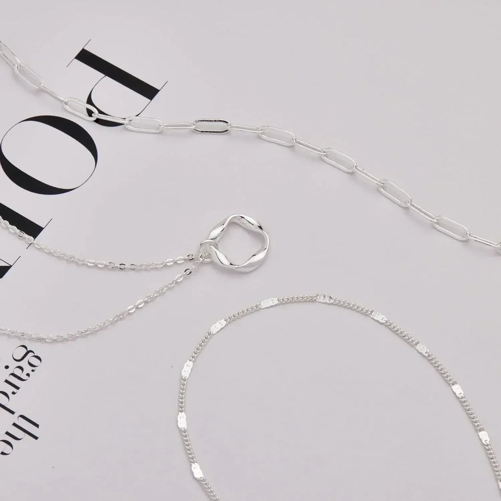 Colliers superposés en or pour femmes Collier empilable en plaqué or 14 carats et argent avec chaîne trombone et pendentif ras-du-cou pour femme