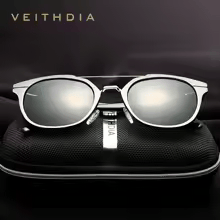 Lunettes de soleil de luxe élégantes en aluminium et magnésium, style rétro steampunk, rondes, polarisées, pour femmes et hommes, avec protection UV400