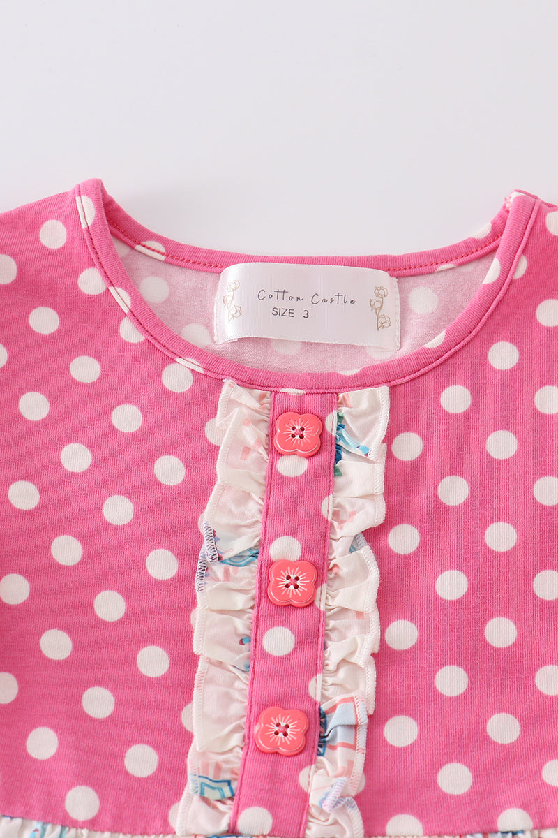 Robe à pois roses balcon platine
