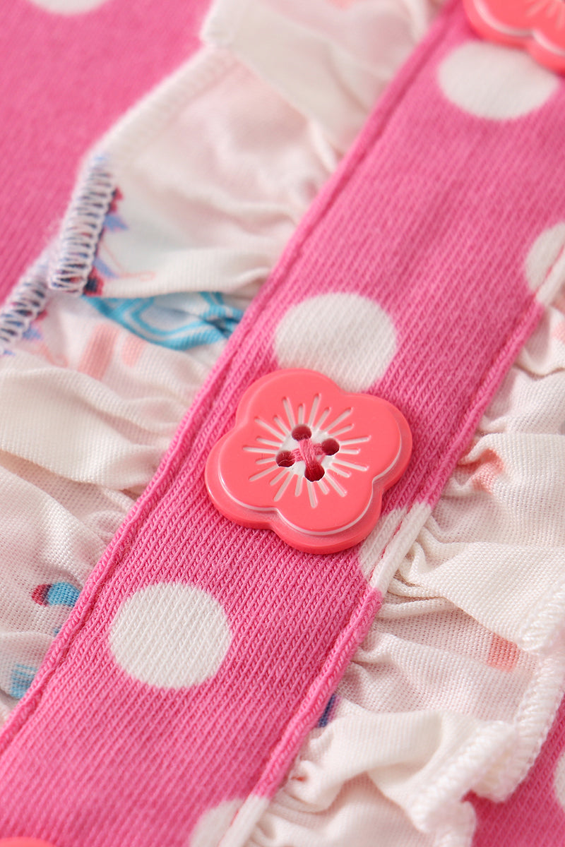 Robe à pois roses balcon platine