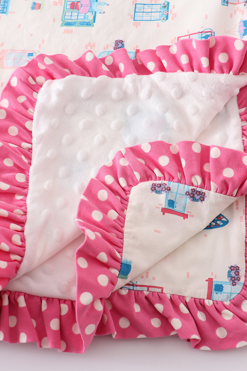 Couverture douce pour bébé avec volants imprimés balcon en platine