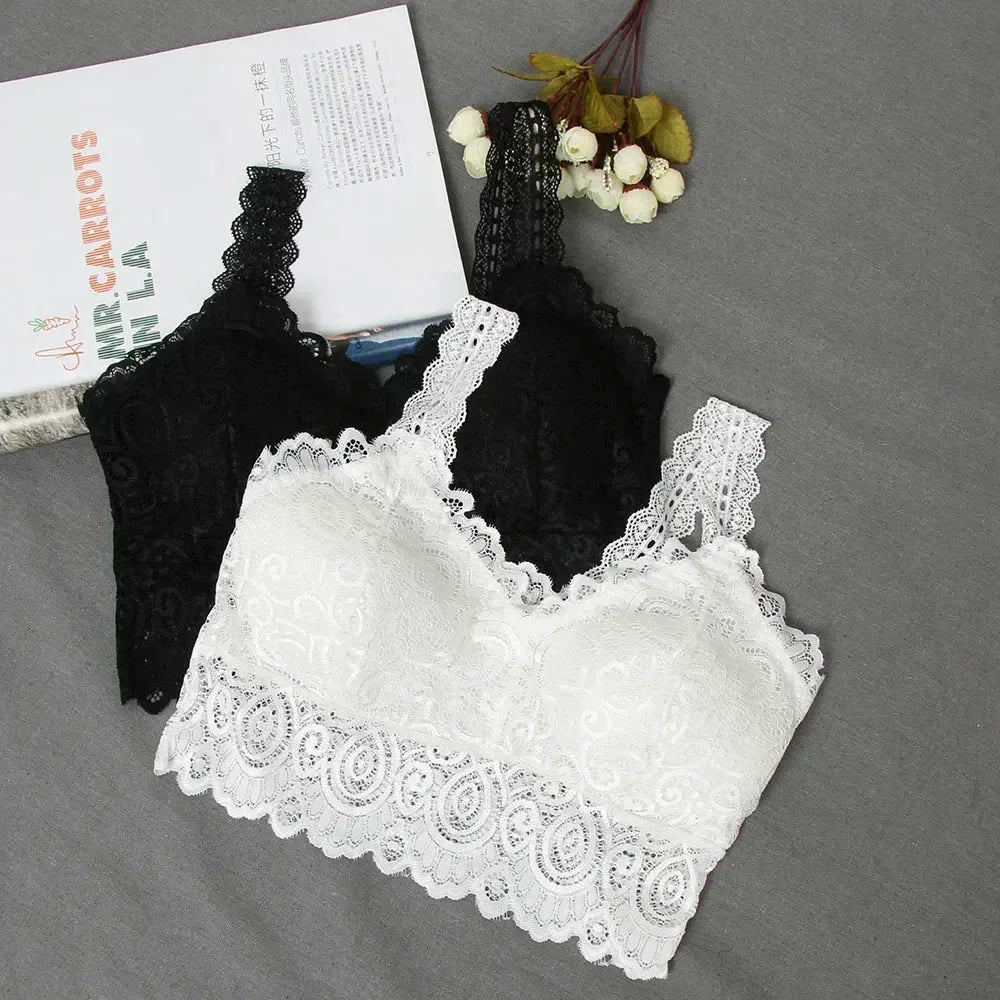 Nouveau débardeur sexy noir et blanc pour femmes, avec soutien-gorge rembourré en dentelle florale, débardeur en coton, gilet sexy décolleté en V en dentelle au crochet, décontracté.