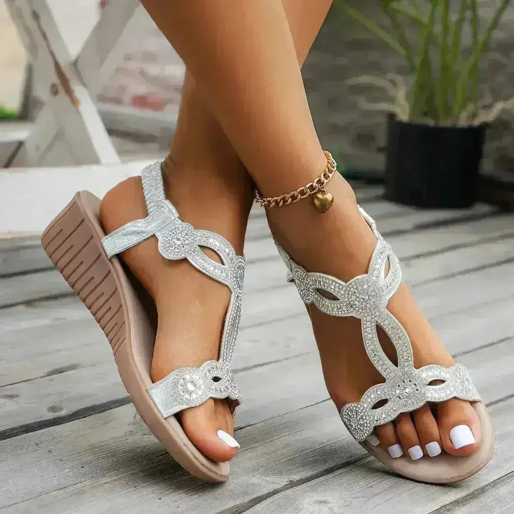 Nouvelles sandales d'été compensées de créateur pour femmes, chaussures romaines décontractées à la mode
