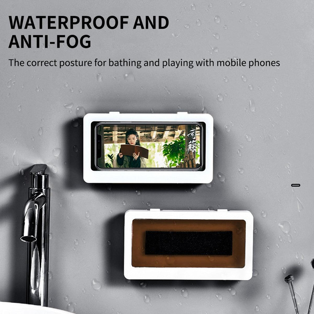 Support de téléphone blanc Étui de téléphone étanche Support de téléphone de douche de salle de bain Boîte de support mural de douche Support de boîtier étanche antichoc intégral Étui de protection transparent