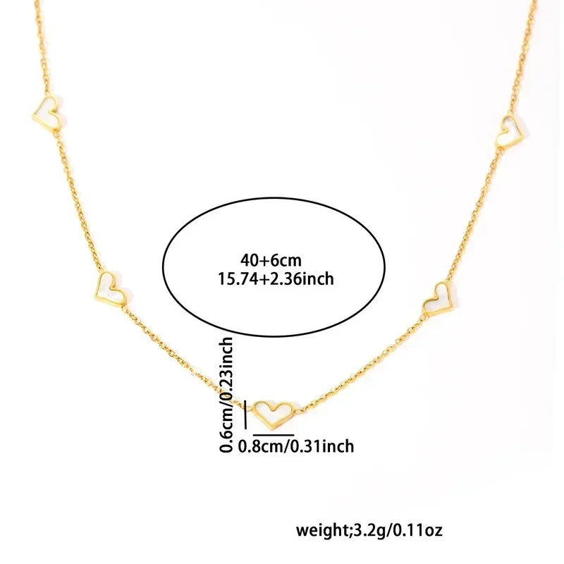 Parure de bijoux en acier inoxydable 316L ANENJERY avec collier, bracelet et boucles d'oreilles en forme de cœur et coquille pour femmes et filles, style simple et tendance, cadeaux en gros