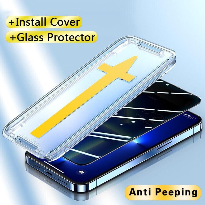 Film de protection d'écran en verre trempé 8K HD anti-espion, installation rapide, couverture complète, pour iPhone 14 13 12 11 PRO MAX MINI X XS, dureté 9H, anti-rayures, anti-chocs, sans bulles pour iPhone