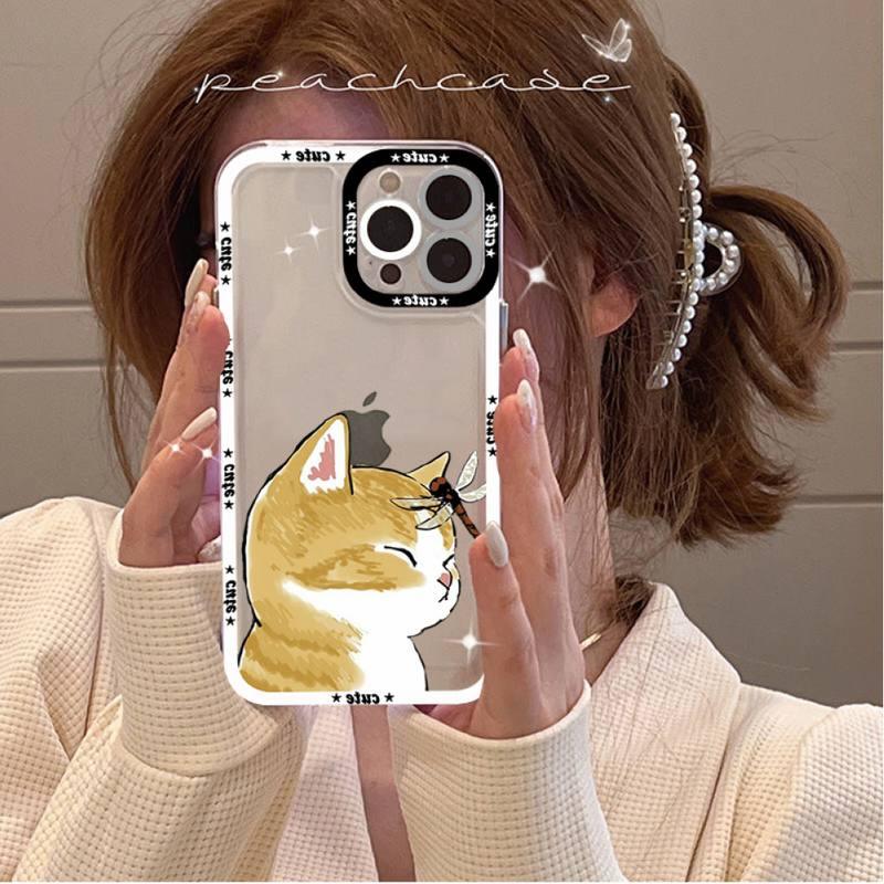 Coque de téléphone mignonne de chat pour iPhone 11 12 13 Mini Pro Max 14 Pro Max Étui coque de téléphone imprimable vierge en caoutchouc souple poli et cool