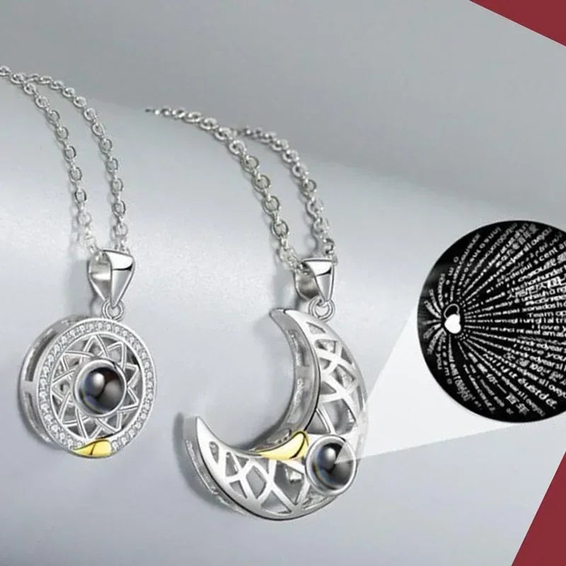 Collier magnétique homme et femme Superior Sense Sun and Moon Lovers, chaîne en alliage au design de niche