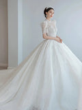 Robe de mariée blanche de luxe avec perles EDW151