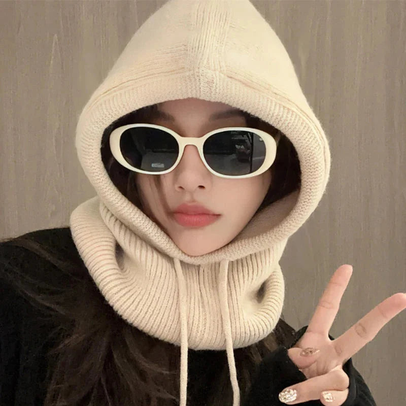 Cagoule tricotée à capuche d'hiver